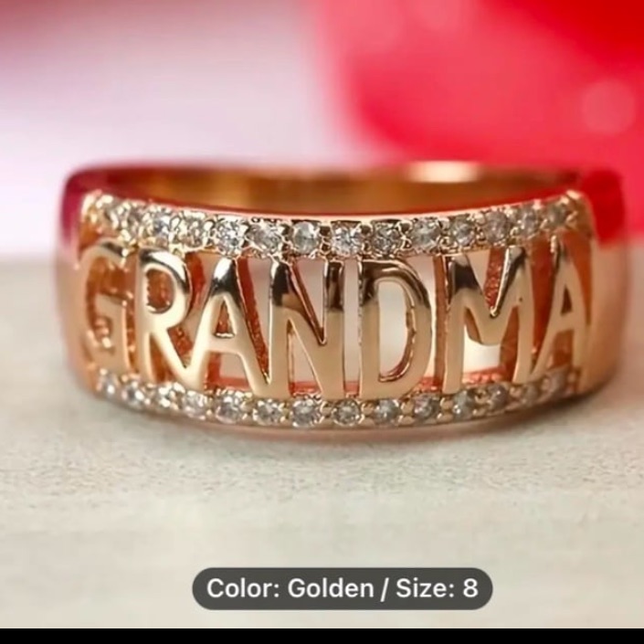 New! Boho Style "Grandma" Band Ring - Zinc Alloy Fashion Single Ring. Size: 8
